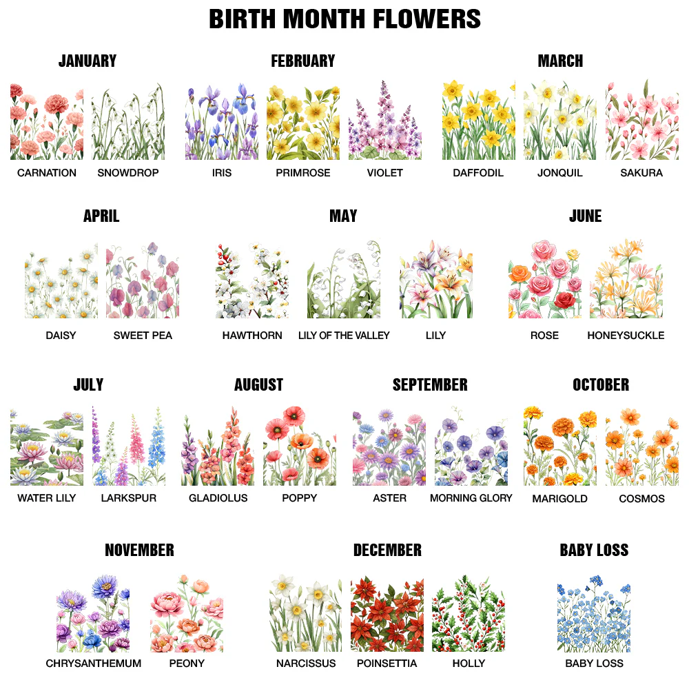 Birth Month Flower Watercolor Blooming In Love - Personalized Makeup Box With LED Mirror - Image 7