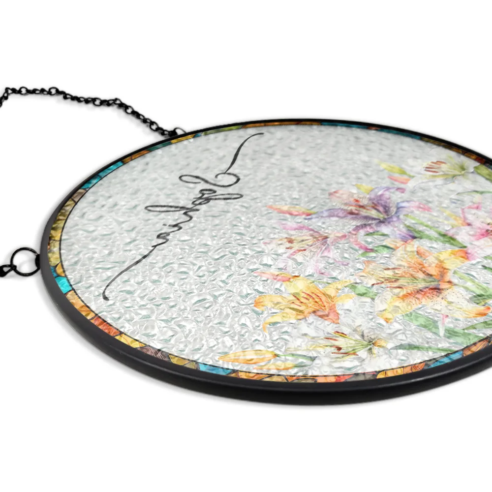 Birth Month Flower Watercolor Blooming In Love - Personalized Stained Glass Window Hanging Suncatcher - Image 5