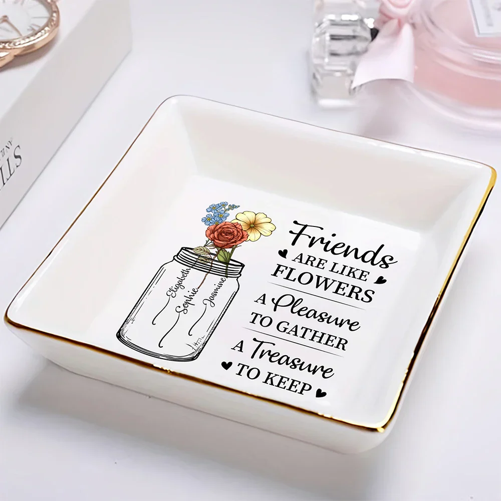Birth Month Flowers A Treasure To Keep - Personalized Ring Dish - Image 2