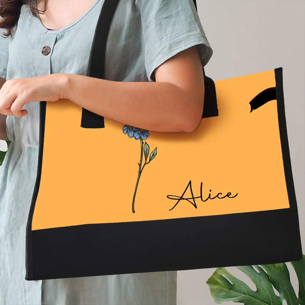 Birth Month Flowers Bloom Where You're Planted - Personalized Canvas Tote Bag - Image 3