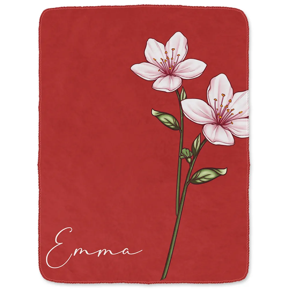 Birth Month Flowers Bloom Where You're Planted - Personalized Fleece Blanket, Sherpa Blanket - Image 2