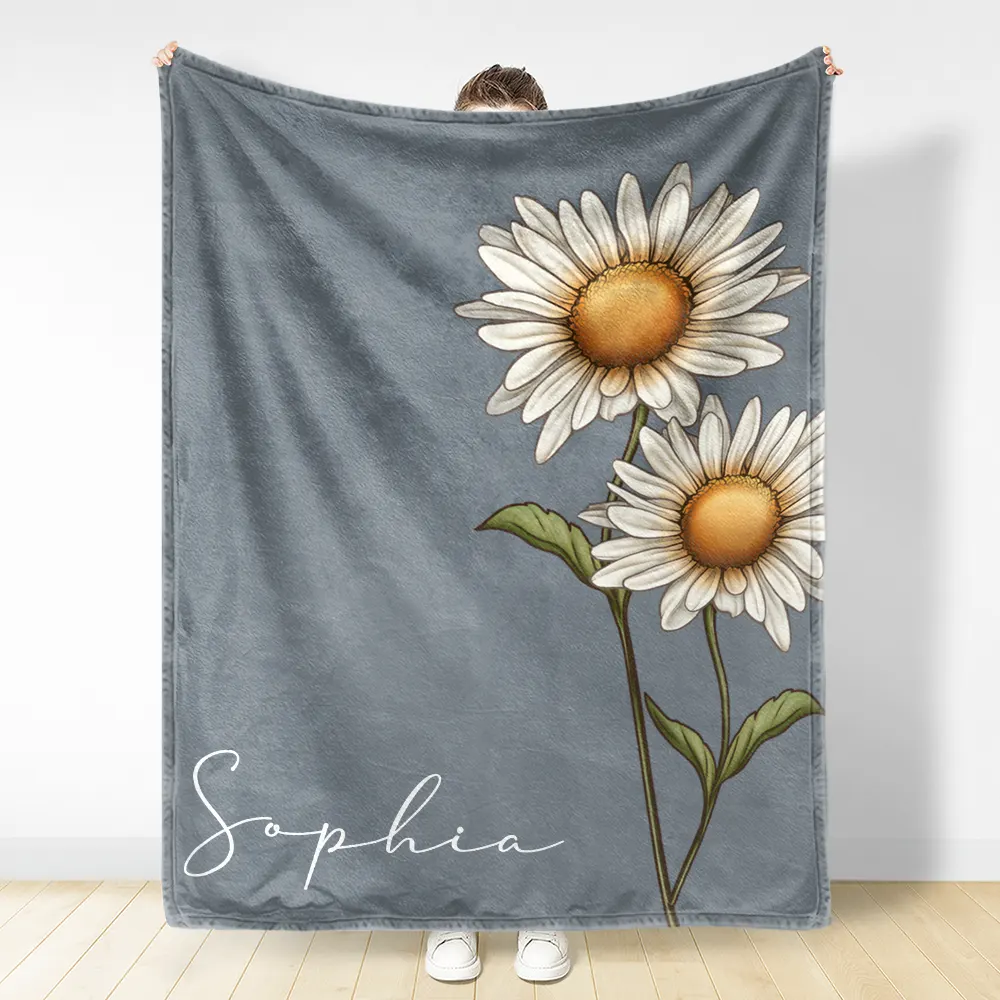 Birth Month Flowers Bloom Where You're Planted - Personalized Fleece Blanket, Sherpa Blanket - Image 3