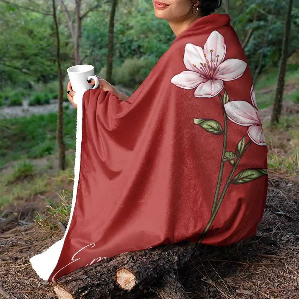 Birth Month Flowers Bloom Where You're Planted - Personalized Fleece Blanket, Sherpa Blanket - Image 5