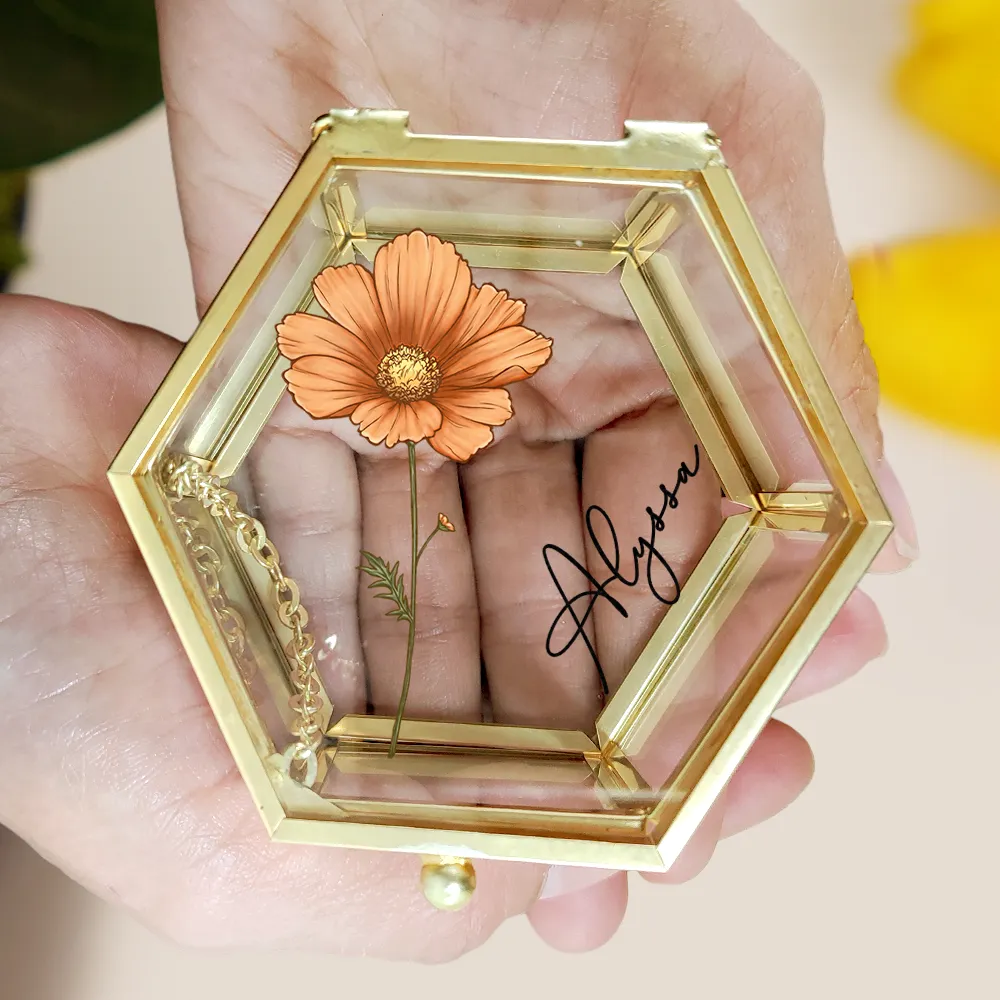Birth Month Flowers Bloom Where You're Planted - Personalized Glass Jewelry Box - Image 5