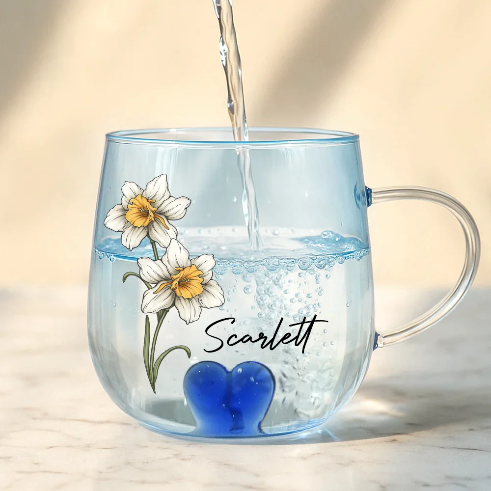 Birth Month Flowers Bloom Where You're Planted - Personalized Gradient Glass Mug - Image 4