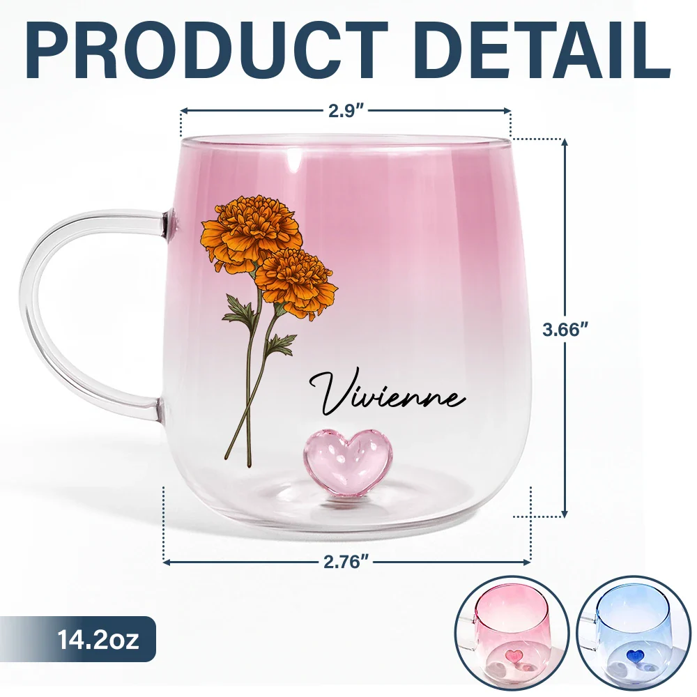 Birth Month Flowers Bloom Where You're Planted - Personalized Gradient Glass Mug - Image 5