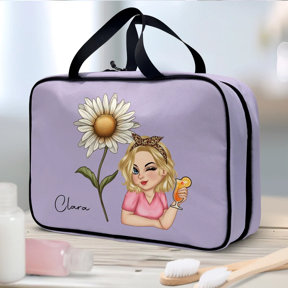 Birth Month Flowers Bloom Where You're Planted - Personalized Toiletry Bag - Image 2