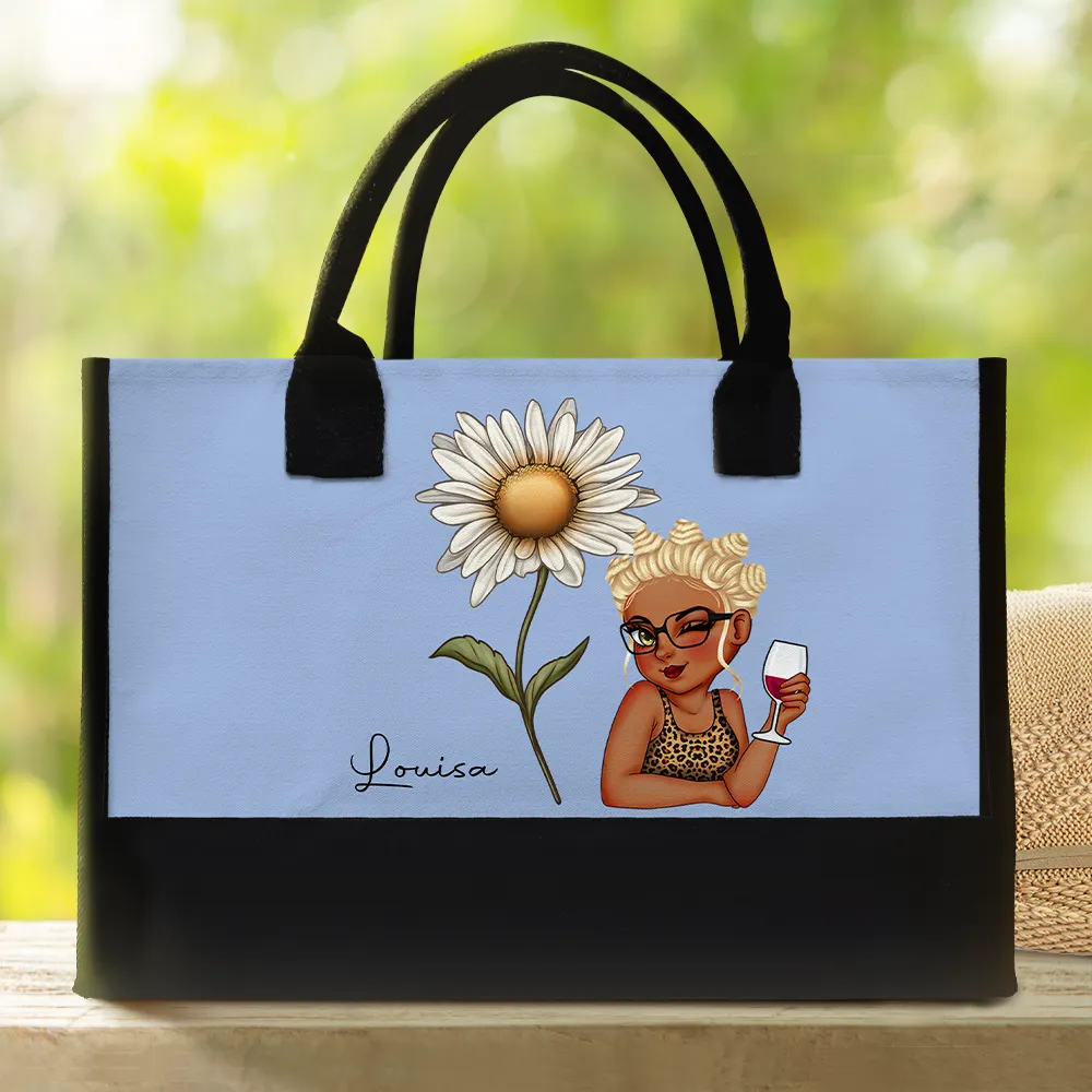 Birth Month Flowers Bloom Where You're Planted Women - Personalized Canvas Tote Bag - Image 2