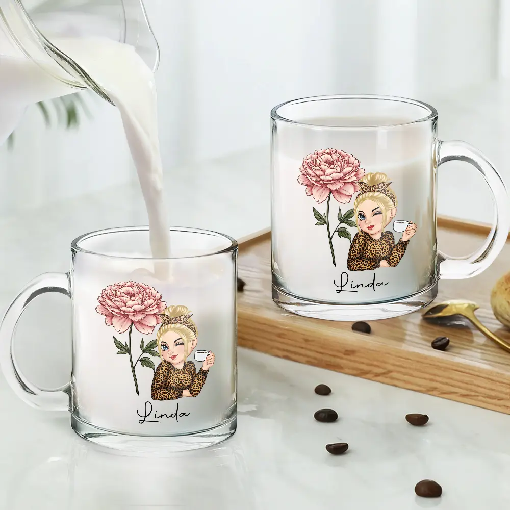 Birth Month Flowers Bloom Where You're Planted Women - Personalized Glass Mug - Image 4