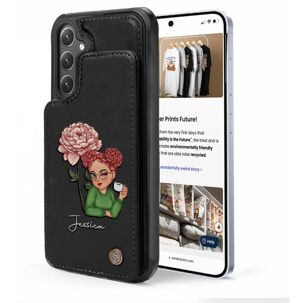 Birth Month Flowers Bloom Where You're Planted Women - Personalized Leather Flip Wallet Phone Case - Image 5