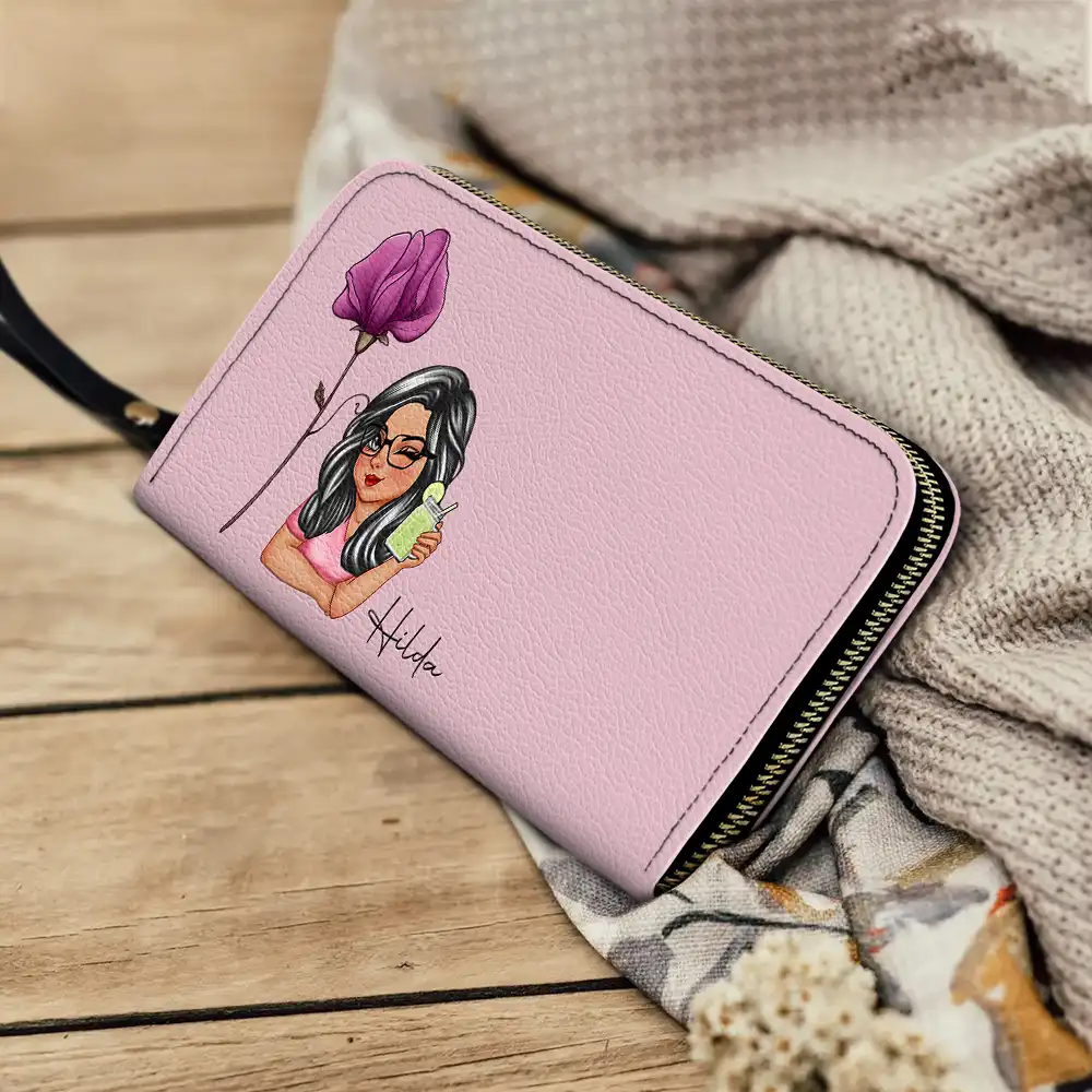 Birth Month Flowers Bloom Where You're Planted Women - Personalized Leather Long Wallet - Image 4