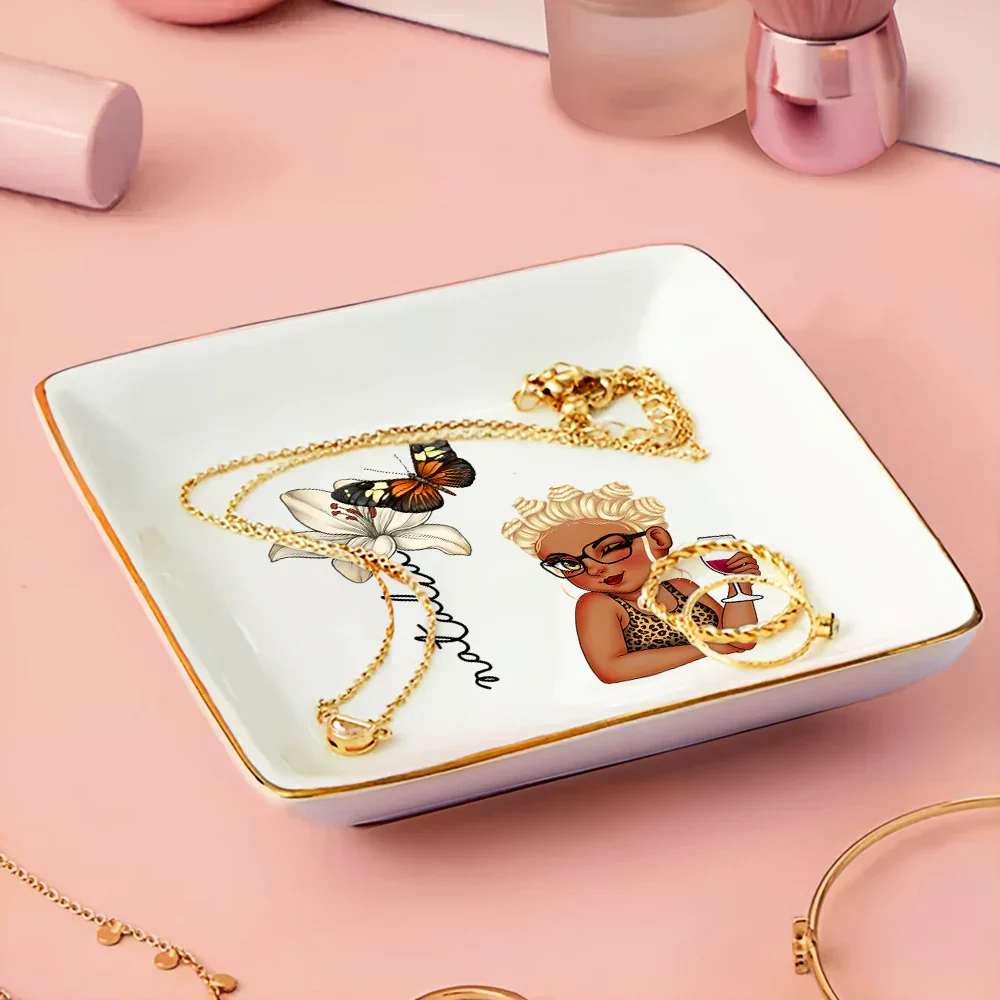 Birth Month Flowers Butterflies Woman Bloom Where You're Planted - Personalized Ring Dish - Image 3