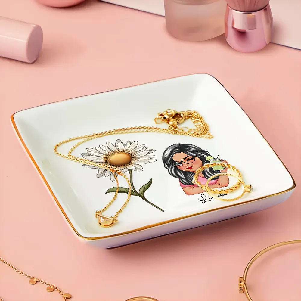 Birth Month Flowers Girl Bloom Where You're Planted - Personalized Ring Dish - Image 3