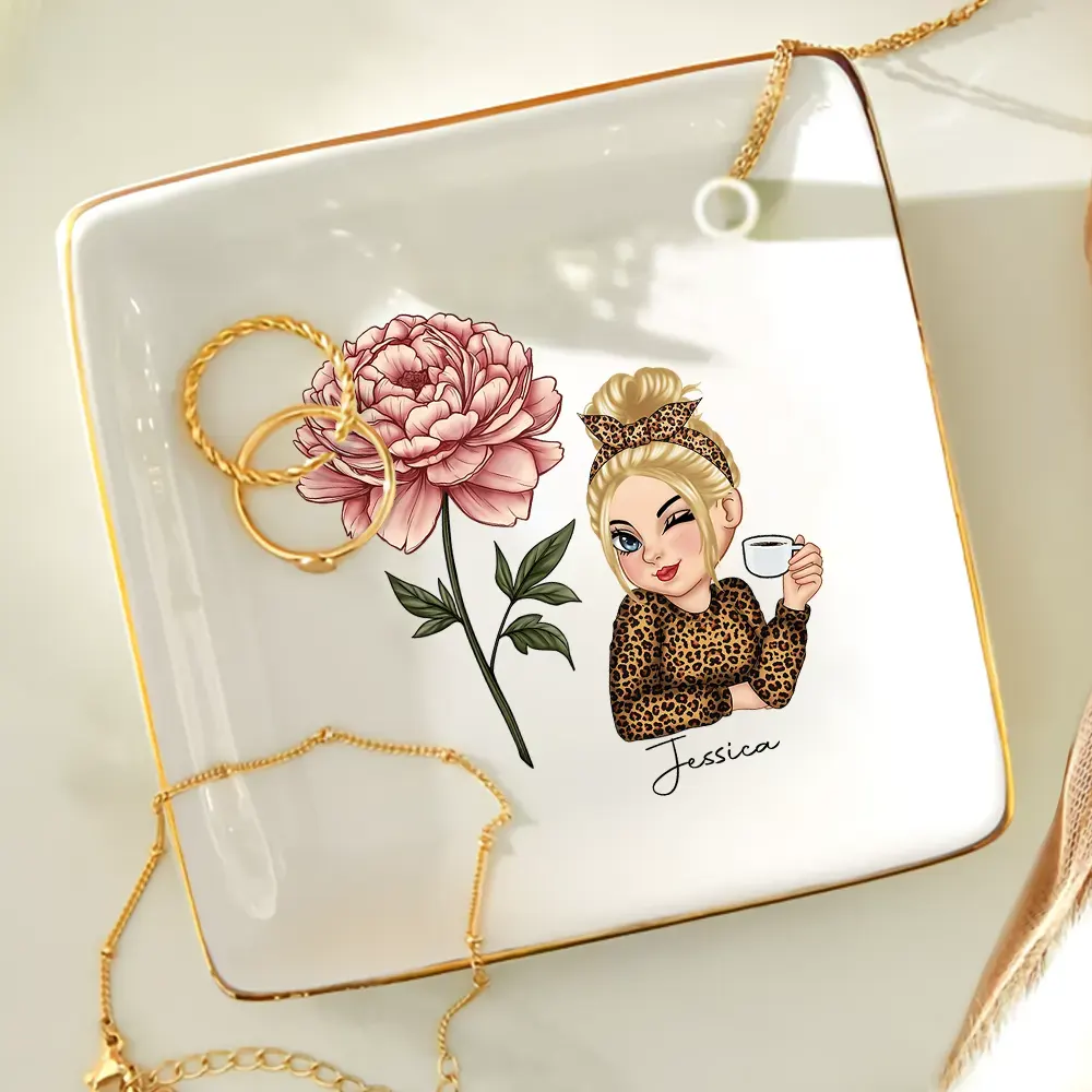 Birth Month Flowers Girl Bloom Where You're Planted - Personalized Ring Dish - Image 4