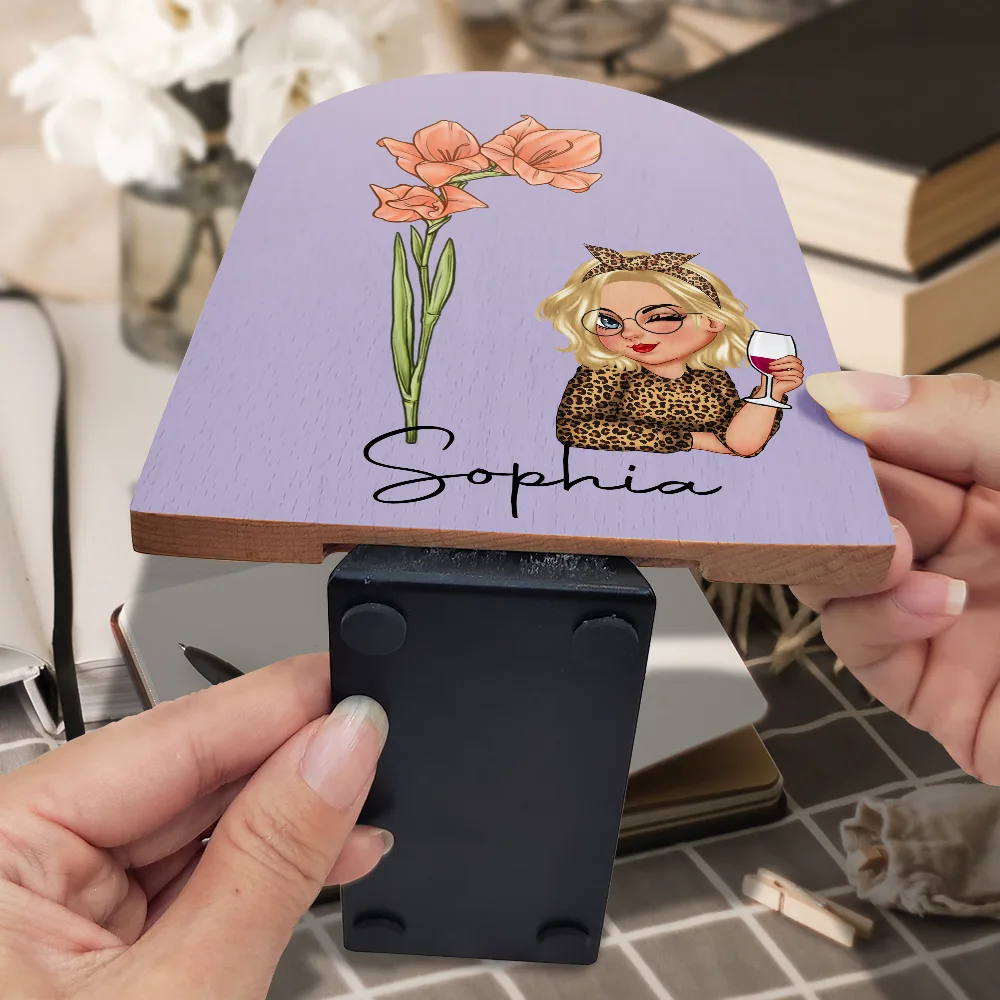 Birth Month Flowers Girl Bloom Where You're Planted - Personalized Wood Book Ends - Image 5