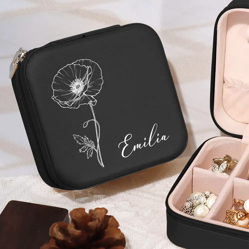 Birth Month Flowers Sketch Bloom Where You're Planted - Personalized Jewelry Box - Image 4