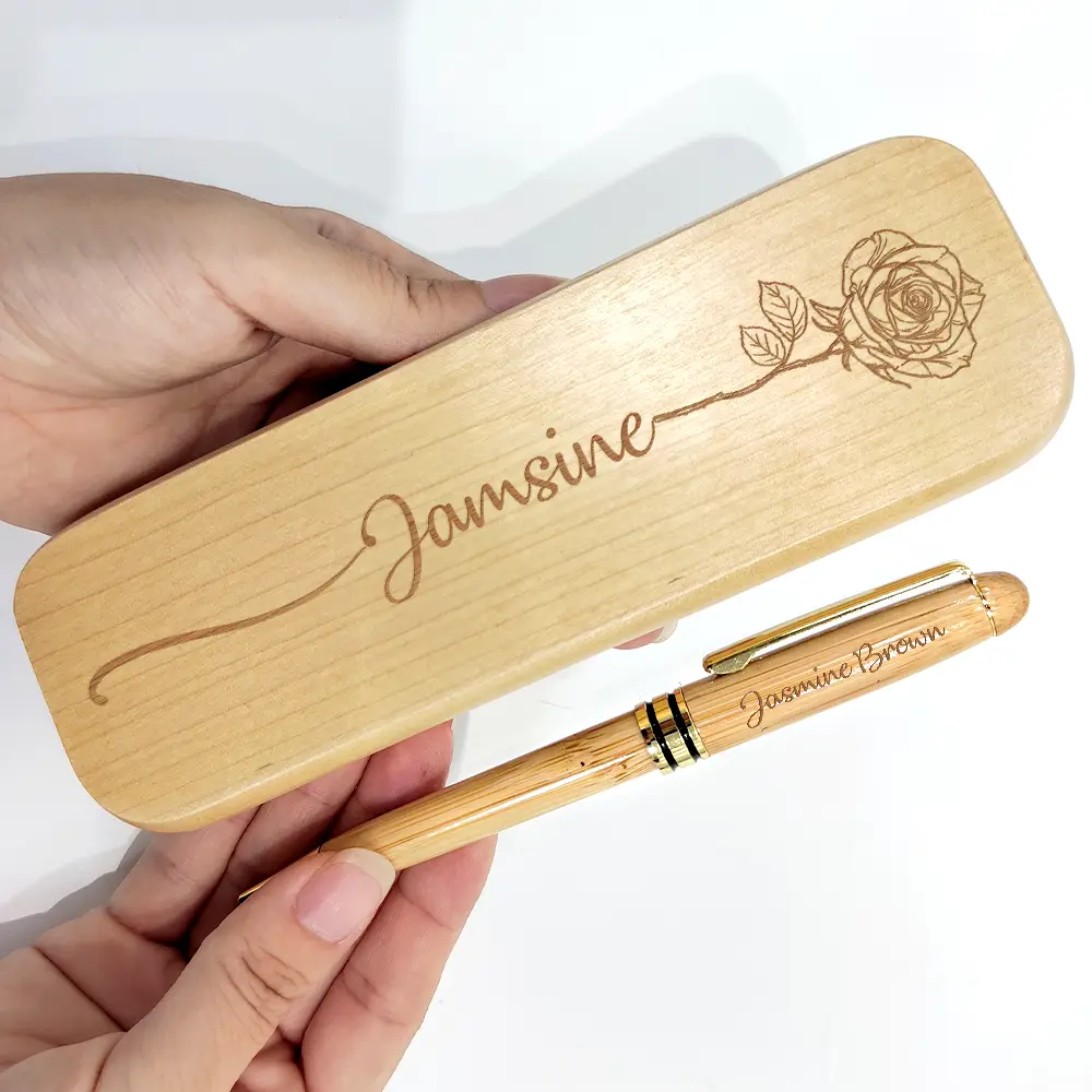 Birth Month Flowers Sketch Girl Bloom Where You're Planted - Personalized Wooden Pen Set - Image 5