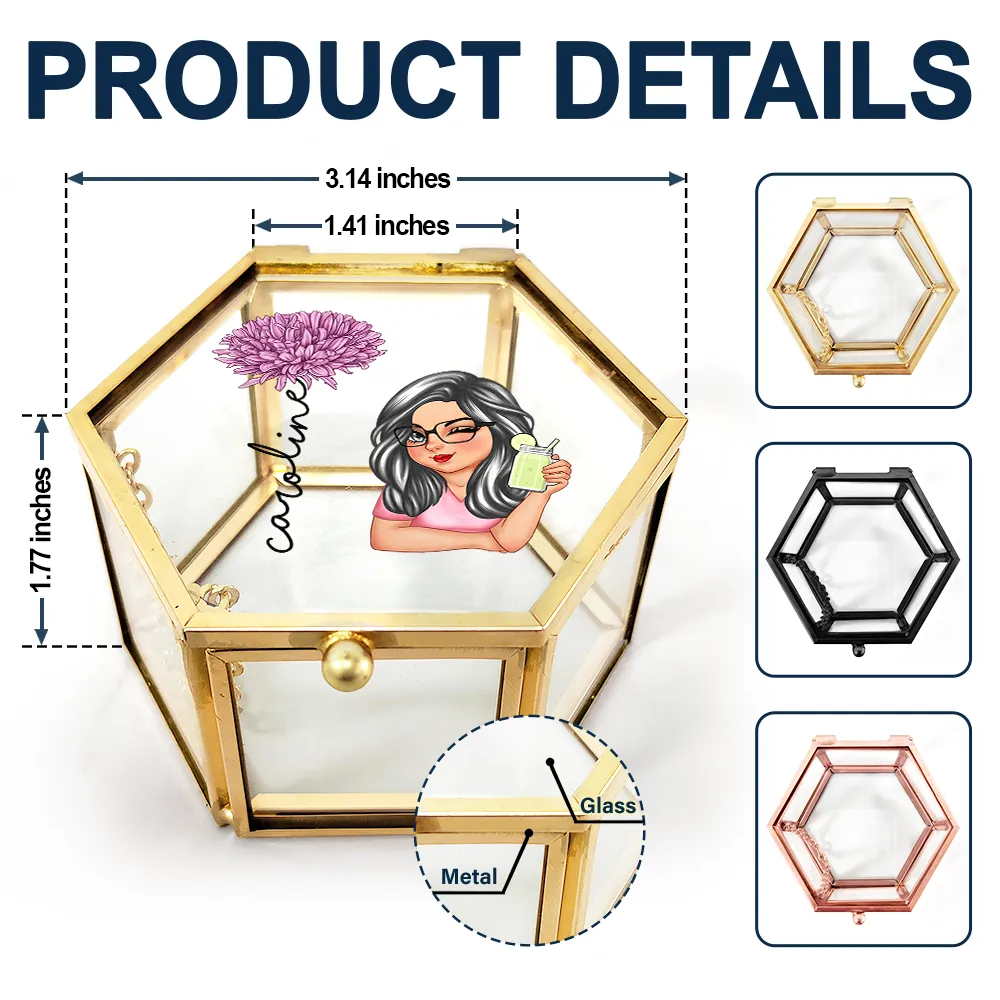 Birth Month Flowers Woman Bloom Where You're Planted - Personalized Glass Jewelry Box - Image 6