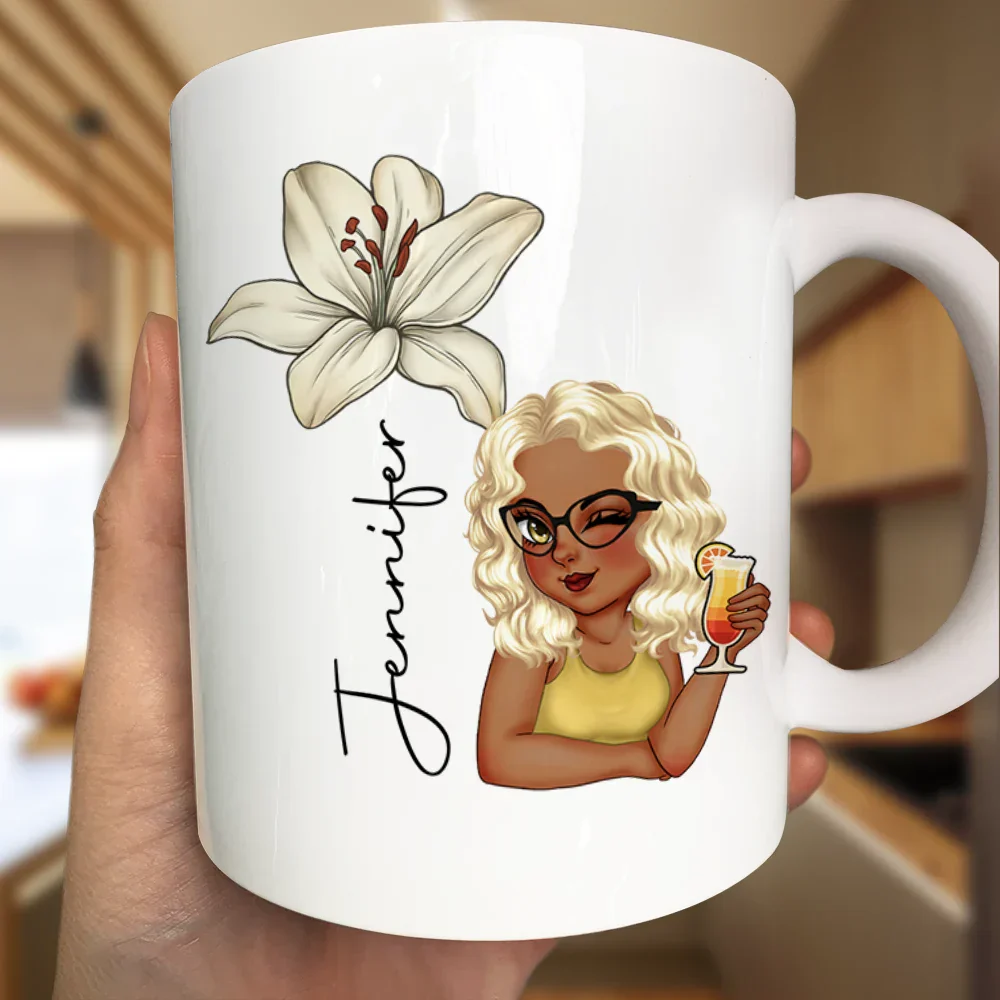 Birth Month Flowers Woman Bloom Where You're Planted - Personalized Mug - Image 3