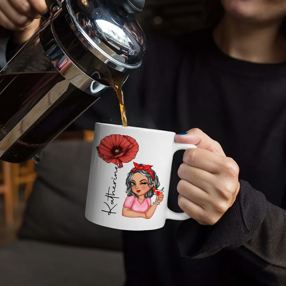 Birth Month Flowers Woman Bloom Where You're Planted - Personalized Mug - Image 5