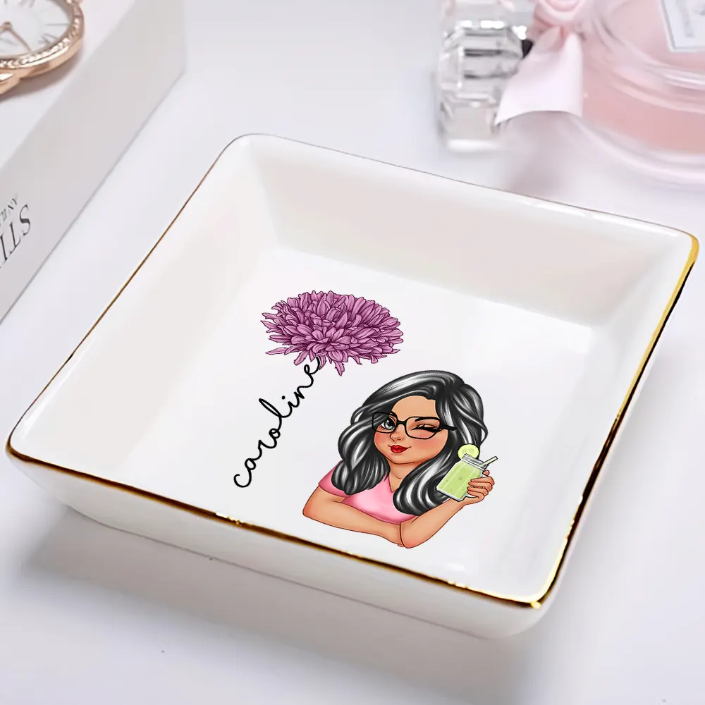 Birth Month Flowers Woman Bloom Where You're Planted - Personalized Ring Dish - Image 2