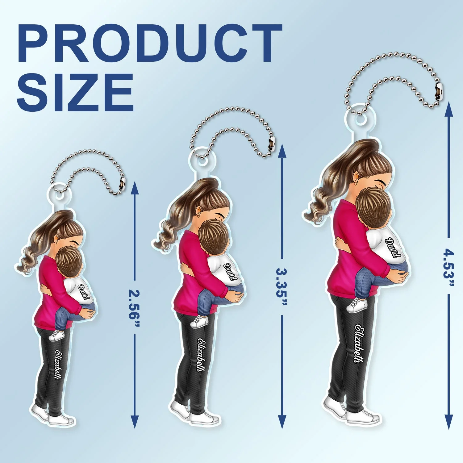Birthday, Loving Gift For Mom, Dad, Grandma, Grandpa - Chibi Carry Child - Personalized Acrylic Car Hanger - Image 4