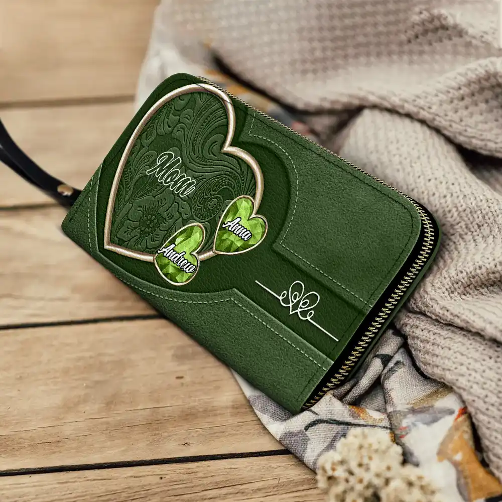 Birthstone Grandma And Mom's Precious Gems - Personalized Leather Long Wallet - Image 4
