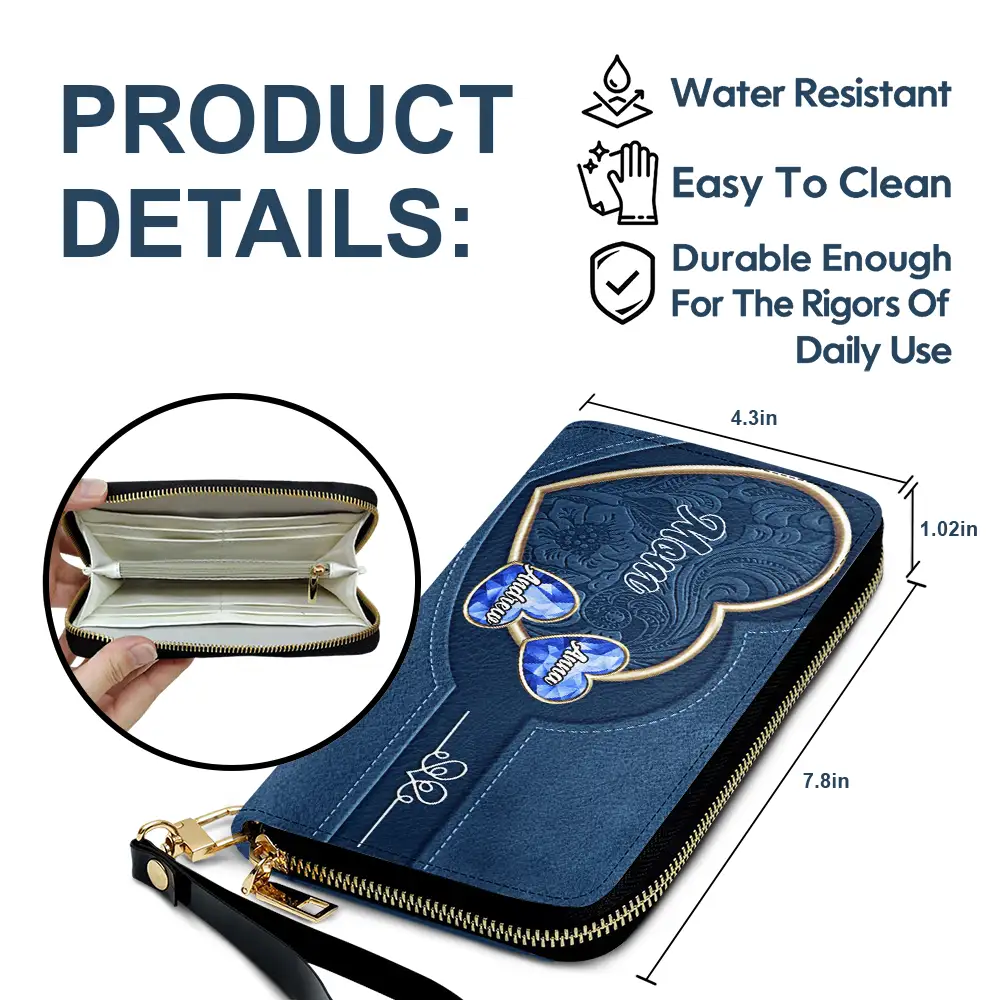 Birthstone Grandma And Mom's Precious Gems - Personalized Leather Long Wallet - Image 6