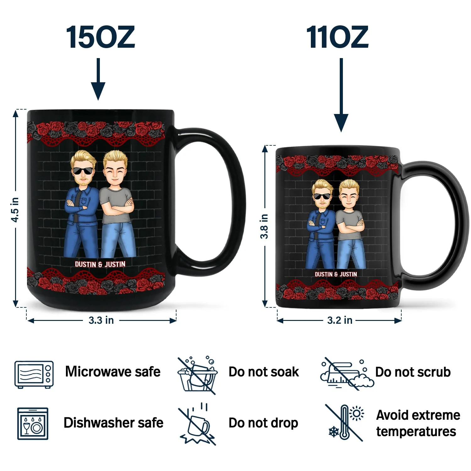 Black Rose Sibling Congrats On Being My Brother - Gift For Sibling - Personalized Black Mug - Image 4