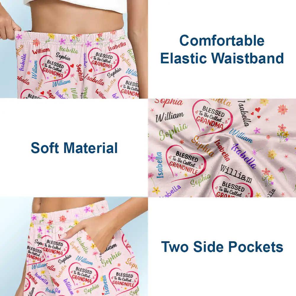 Bless To Be Called Grandma Nana Auntie - Personalized Pajama Shorts - Image 4