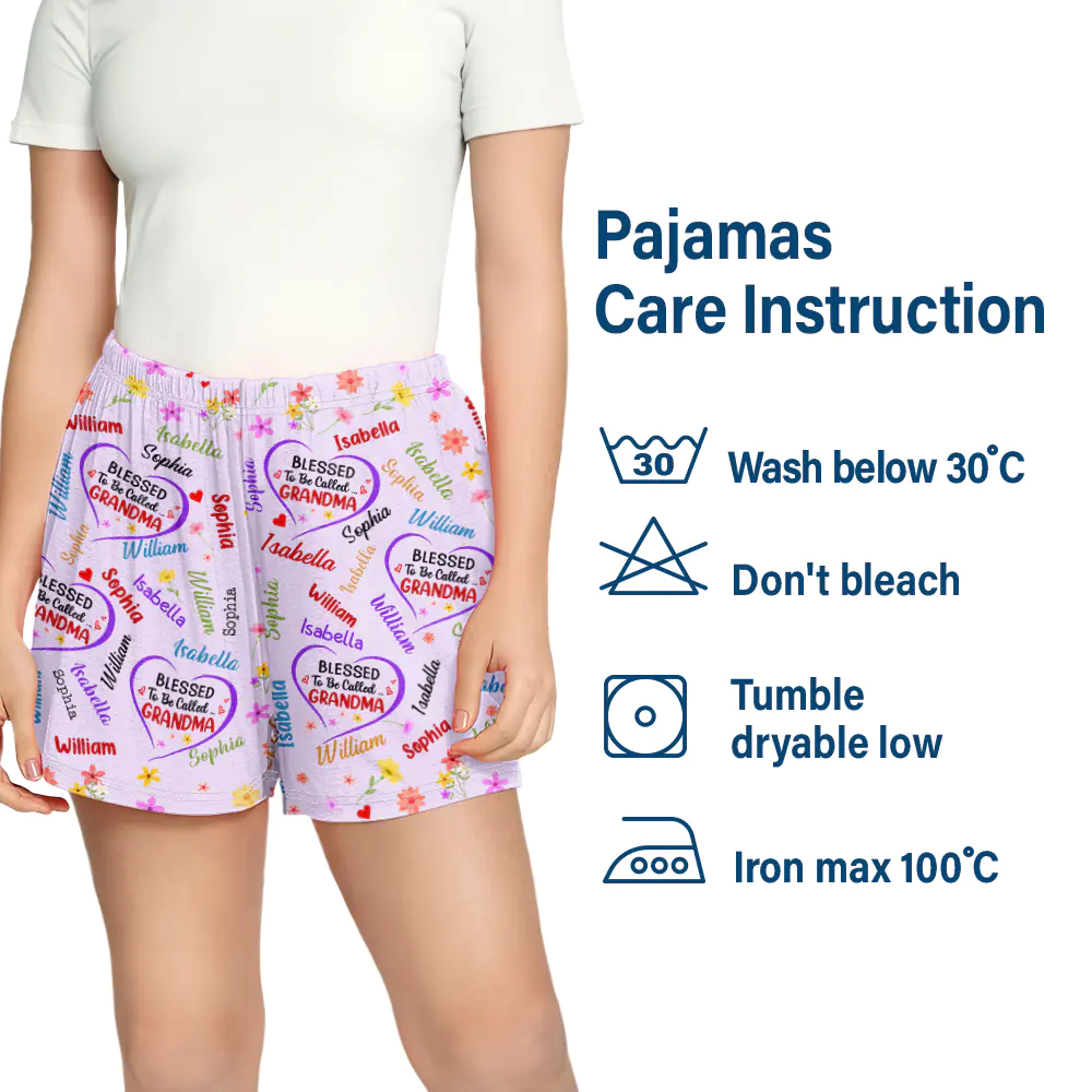 Bless To Be Called Grandma Nana Auntie - Personalized Pajama Shorts - Image 5