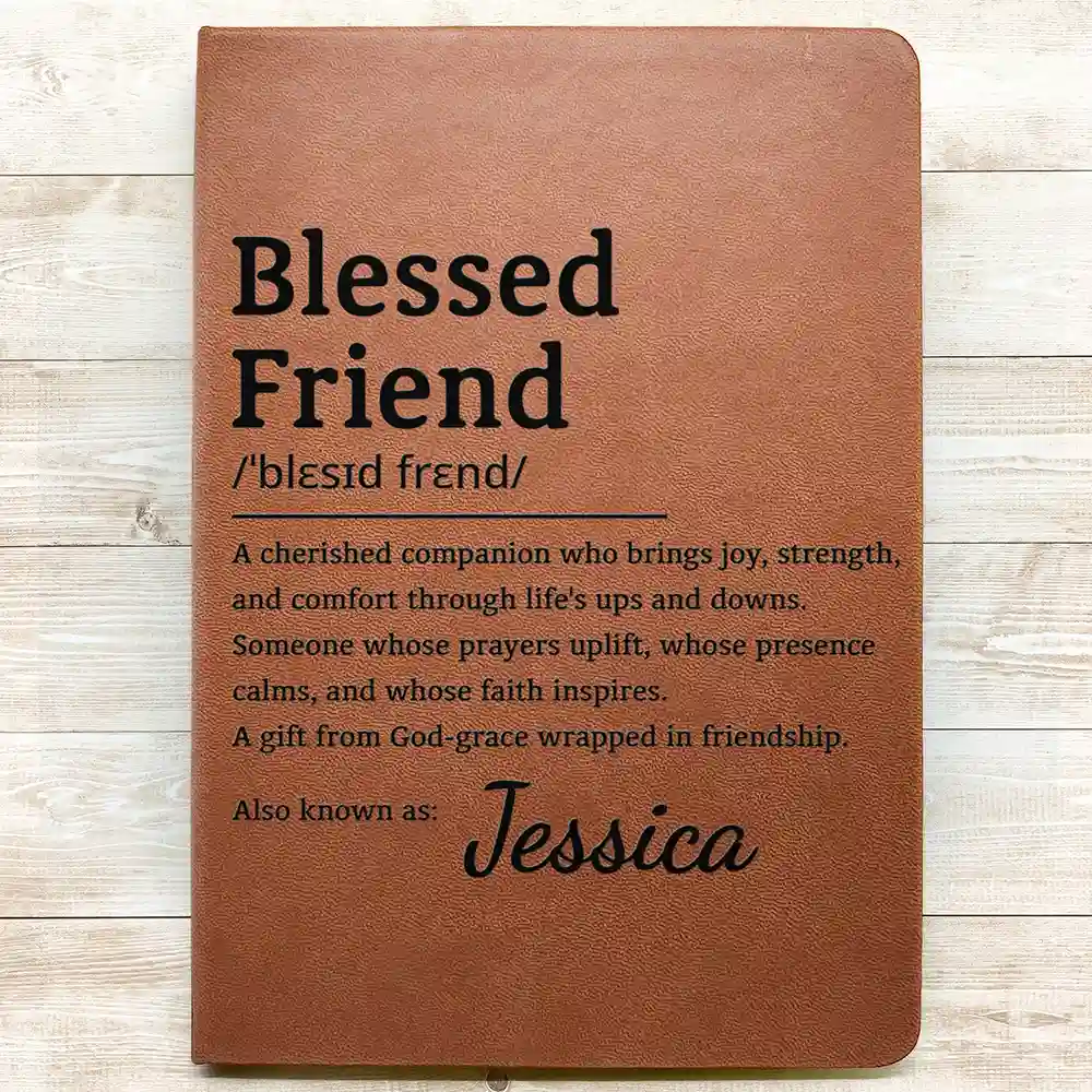 Blessed Friend Christian Friendship - Personalized Leather Journal - Image 3