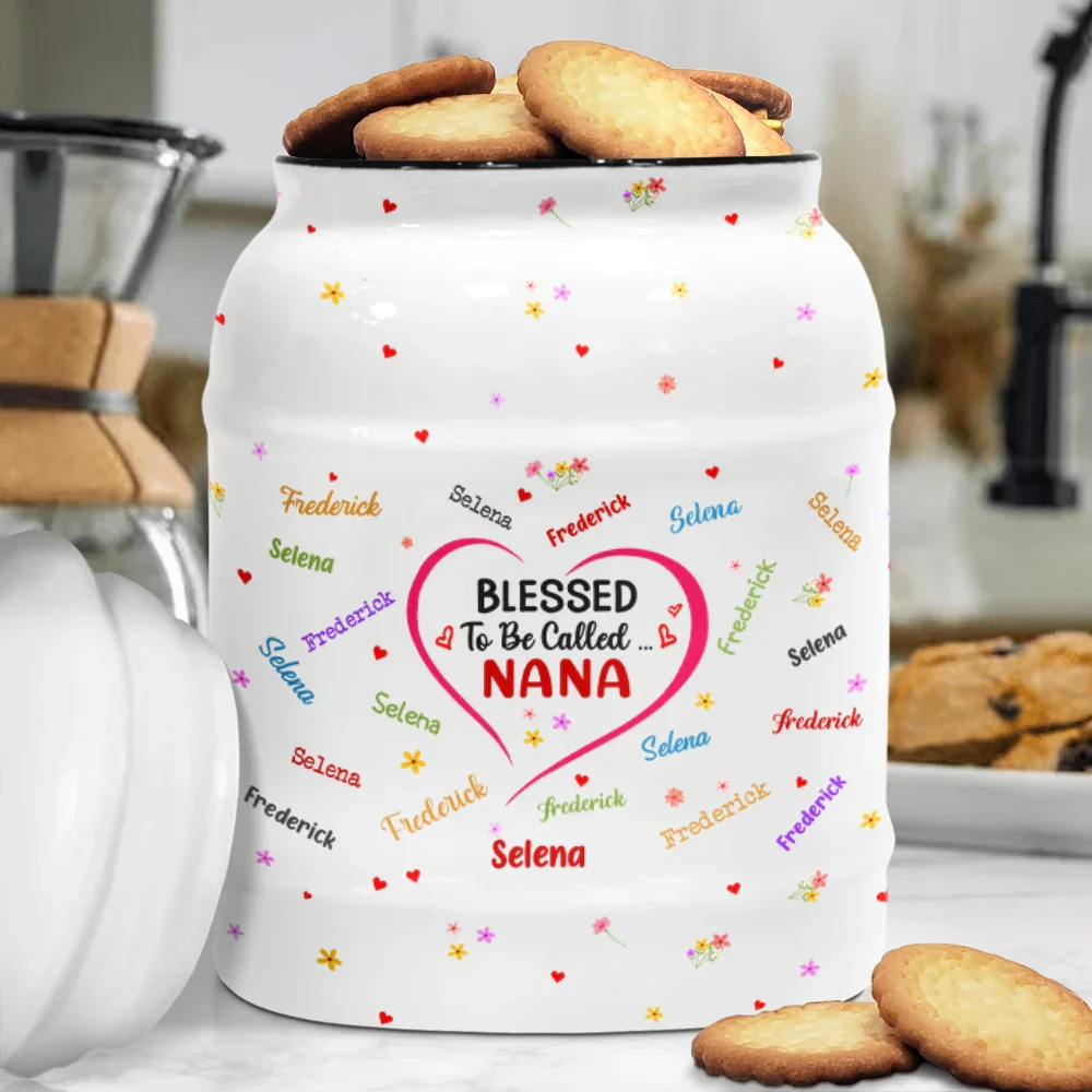 Blessed To Be Called Grandma Nana - Personalized Cookie Jar - Image 3