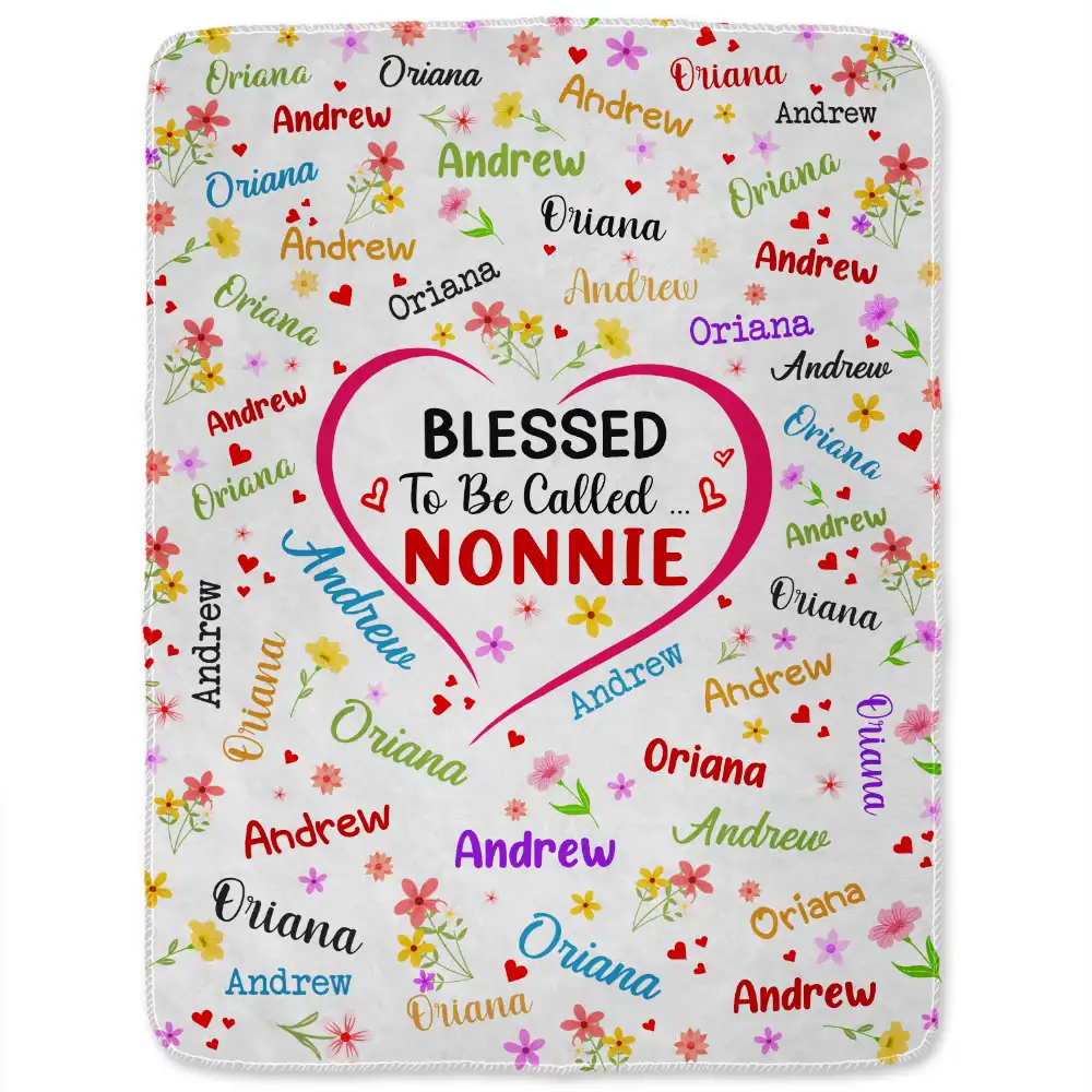 Blessed To Be Called Grandma Nana - Personalized Fleece Blanket, Sherpa Blanket - Image 2