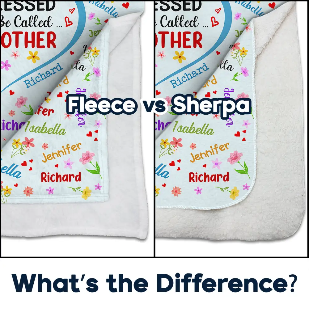 Blessed To Be Called Grandma Nana - Personalized Fleece Blanket, Sherpa Blanket - Image 4