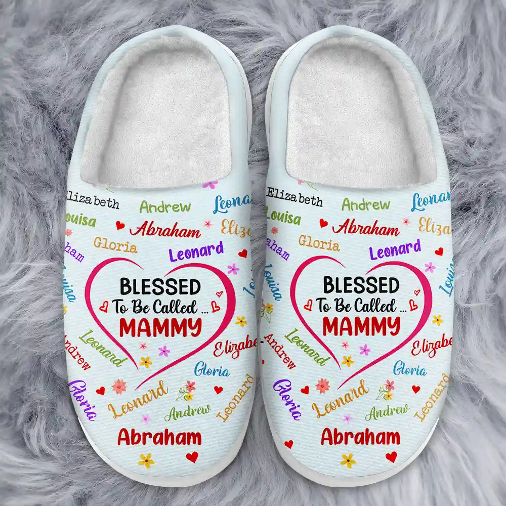 Blessed To Be Called Grandma Nana - Personalized Fluffy Slippers - Image 3