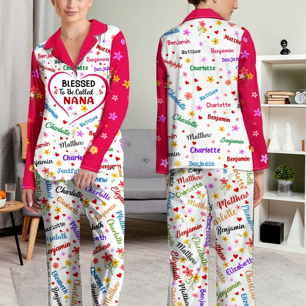 Blessed To Be Called Grandma Nana - Personalized Long Pajamas Set - Image 4