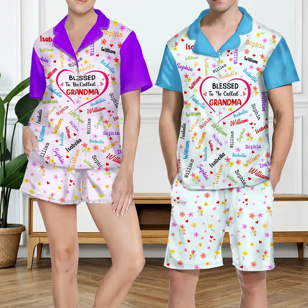 Blessed To Be Called Grandma Nana - Personalized Short Pajamas Set - Image 4