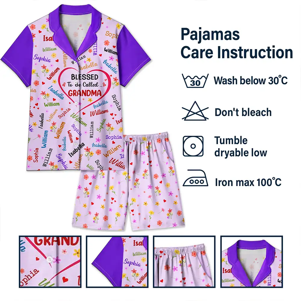 Blessed To Be Called Grandma Nana - Personalized Short Pajamas Set - Image 6