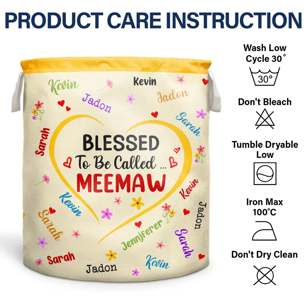 Blessed To Be Called Grandma - Personalized Laundry Basket, Storage Basket - Image 6