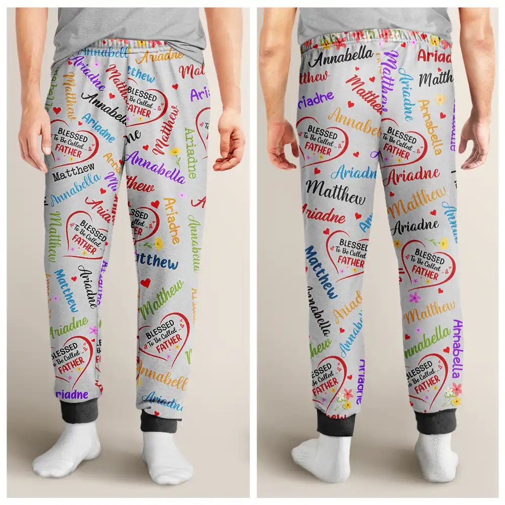 Blessed To Be Called Grandpa Papa - Personalized Pajama Pants - Image 4