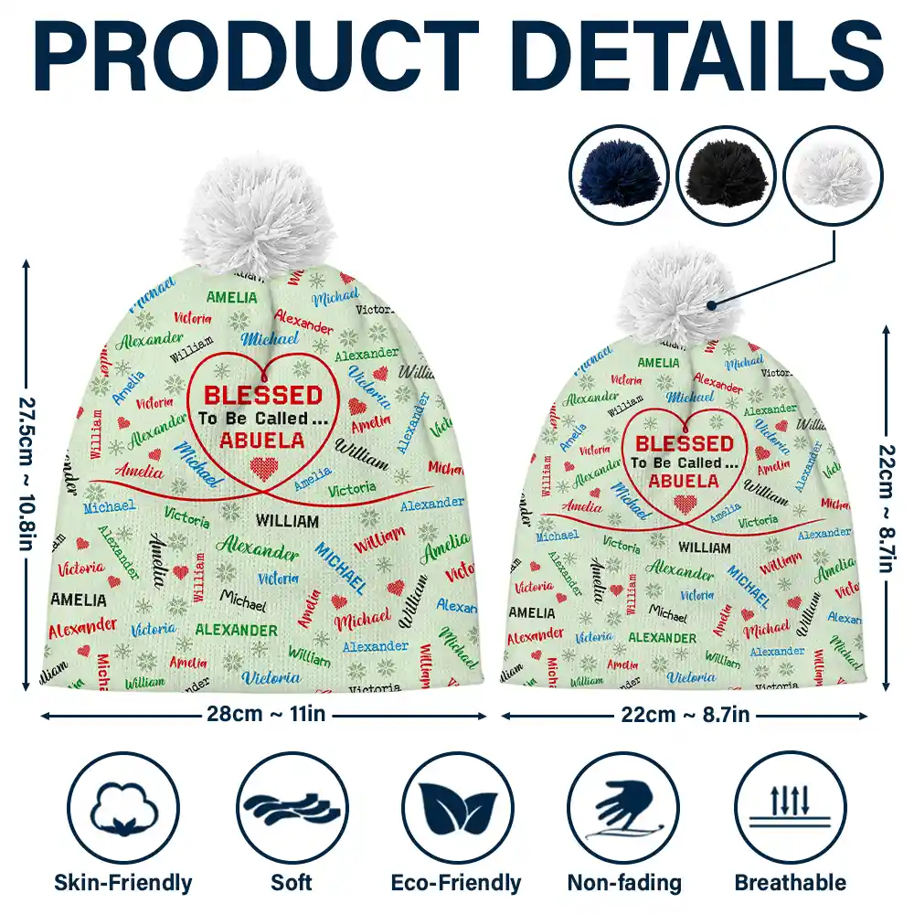 Blessed To Be Called - Personalized Bobble Beanie Hat - Image 5