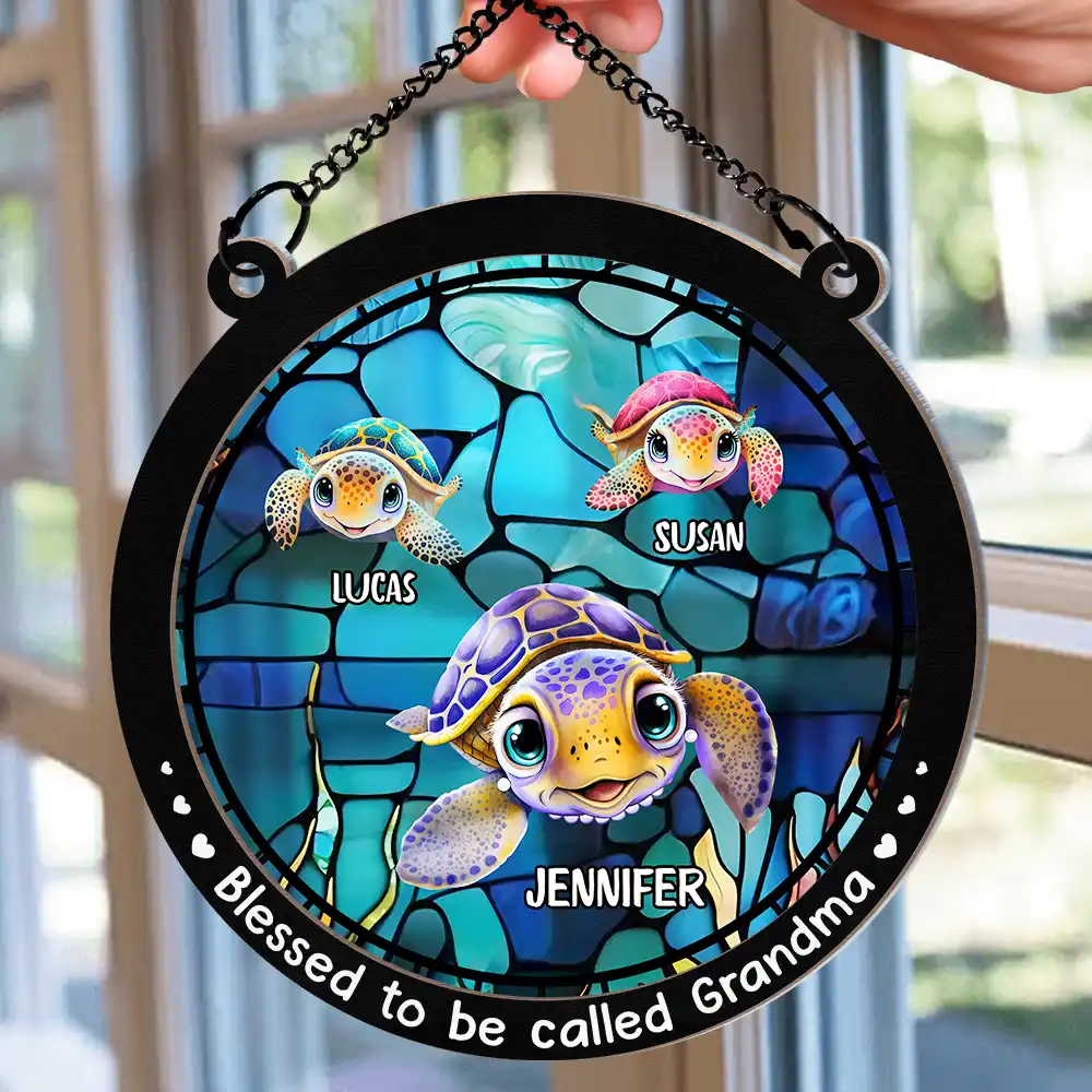 Blessed To Be Called Turtle Summer - Personalized Window Hanging Suncatcher Ornament - Image 2