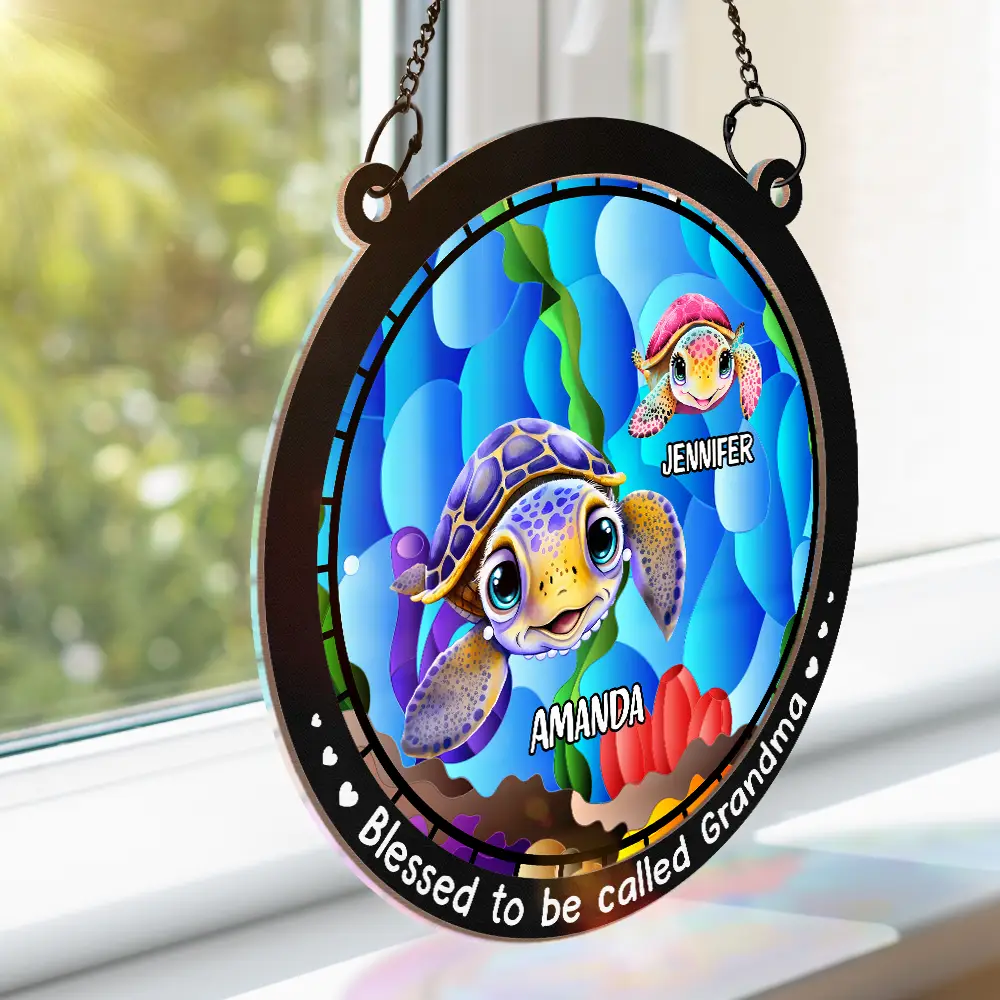 Blessed To Be Called Turtle Summer - Personalized Window Hanging Suncatcher Ornament - Image 3