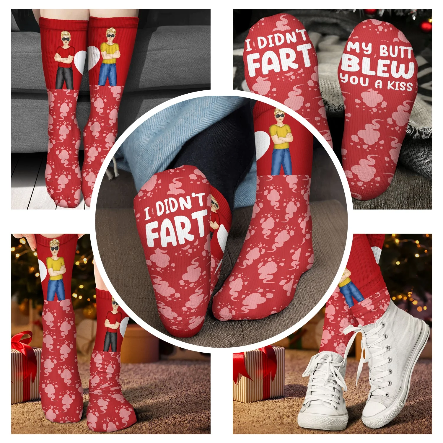Blew You A Kiss - Gift For Couples - Personalized Socks - Image 4