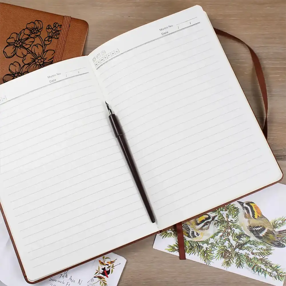 Bloom With Flower And Name - Personalized Leather Journal - Image 2