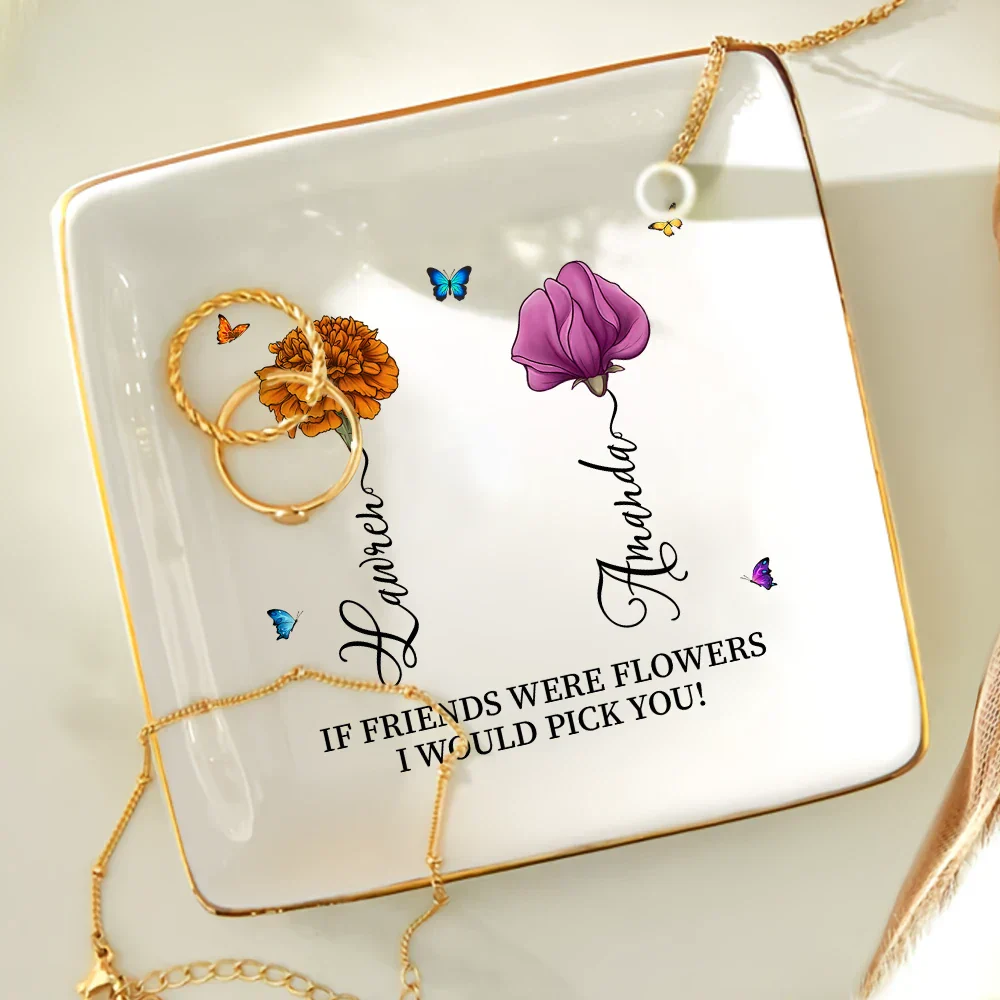 Blooming Birth Flower Grow An Old Friend - Personalized Ring Dish - Image 4