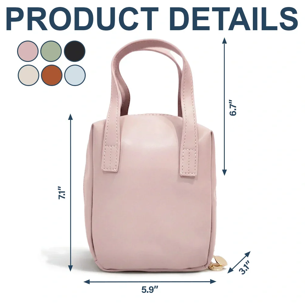 Blooming In Love Birth Month Flower - Personalized Leather Makeup Bag With Handle - Image 5