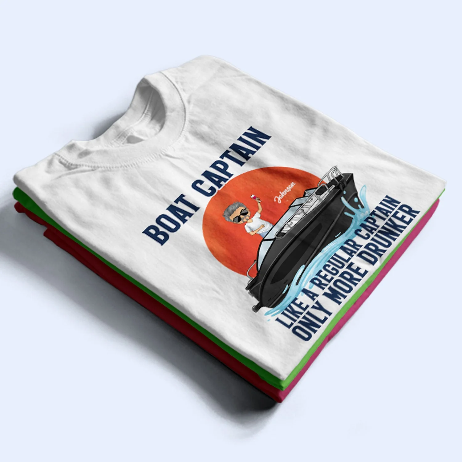 Boat Captain Like A Regular Captain - Birthday, Traveling, Cruising Gift For Beach Lovers, Travelers - Personalized Custom T Shirt - Image 2