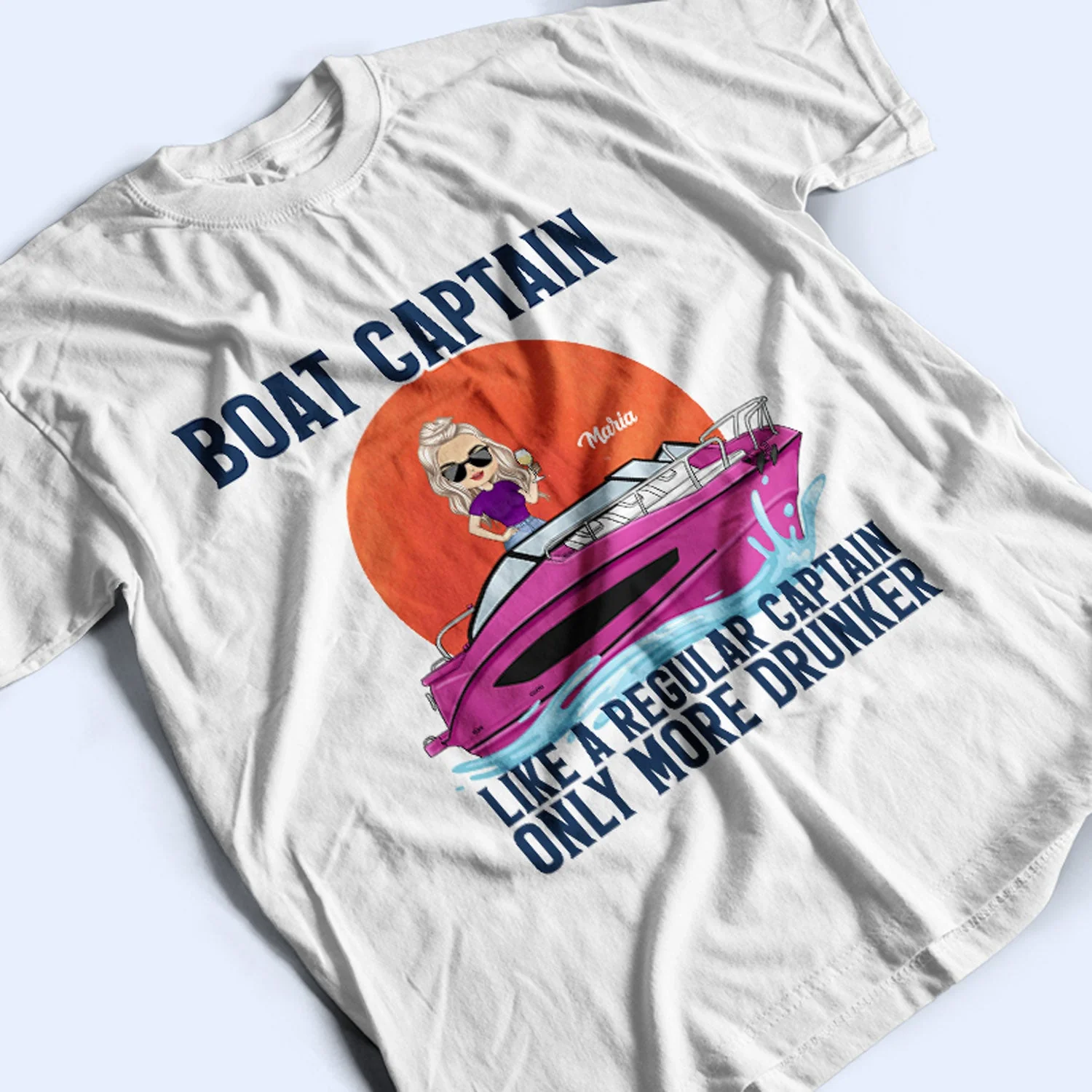Boat Captain Like A Regular Captain - Birthday, Traveling, Cruising Gift For Beach Lovers, Travelers - Personalized Custom T Shirt - Image 3